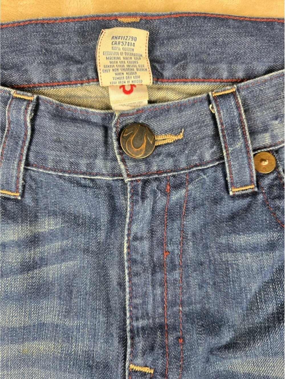 True Religion Men's Billy Flap Pocket Blue Denim Bootcut Size 36 (Actual40)